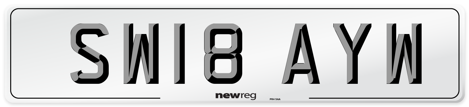 SW18 AYW Number Plate from New Reg